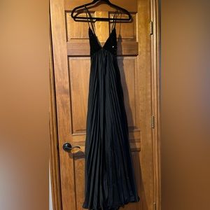 Olivaceous: Women’s party Dress! black sequined top pleated maxi dress.
